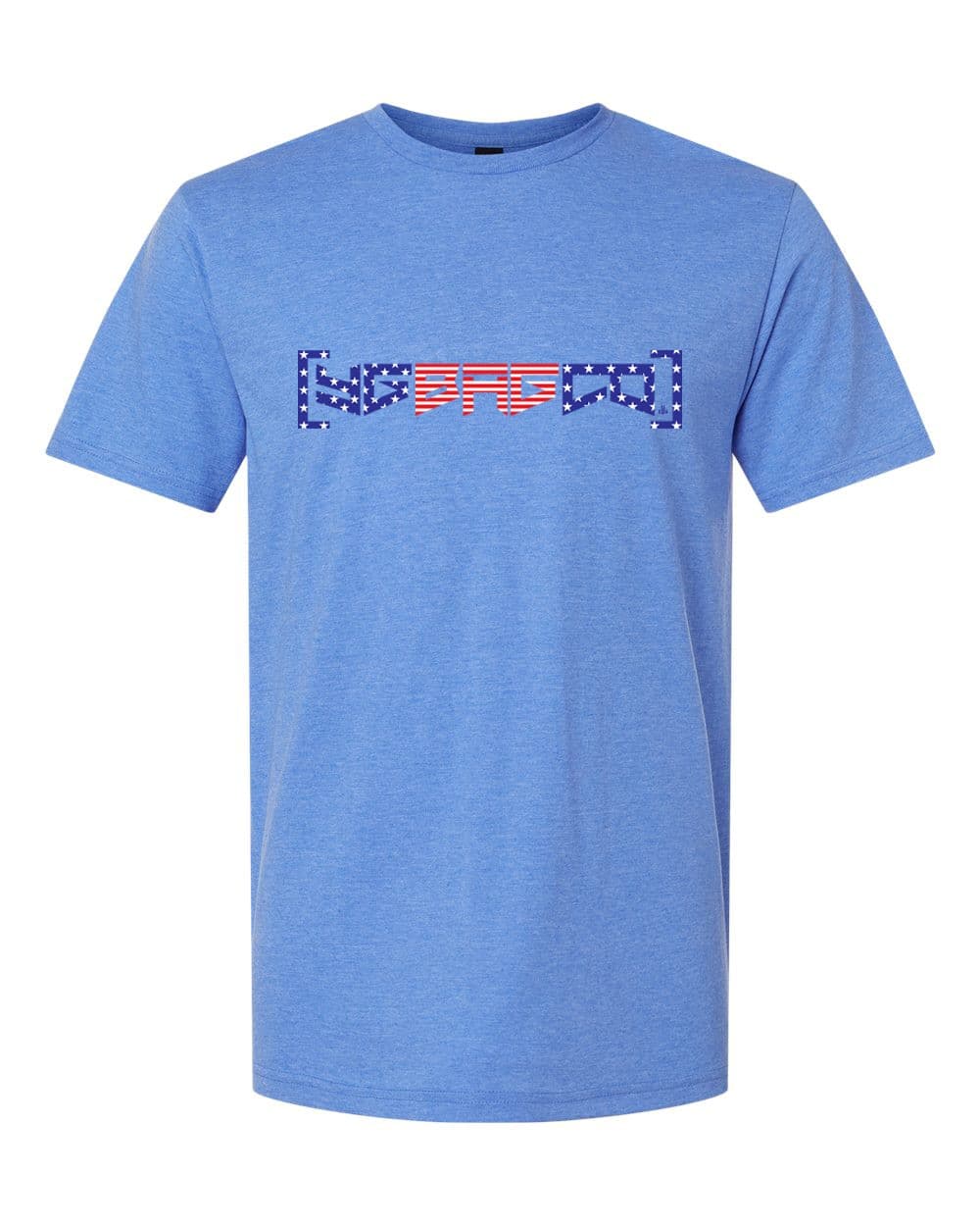 Blue YG Bag Co T-shirt with American flag wordmark