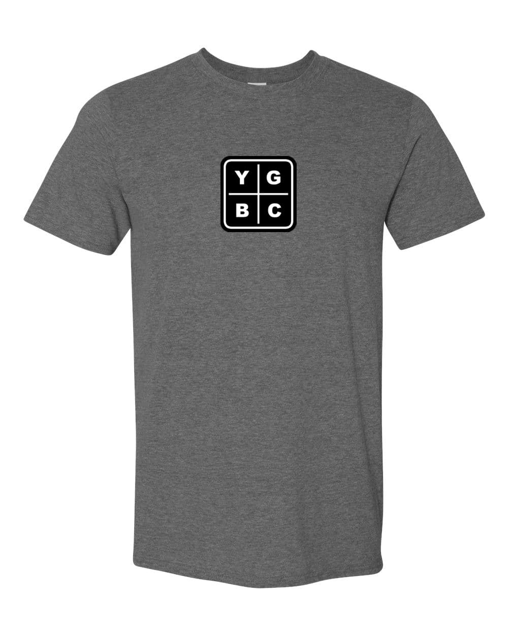 Charcoal T-shirt with black and white YGBC square mark